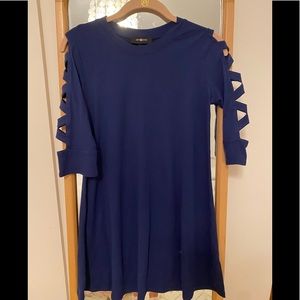 Girls casual blue cutout dress